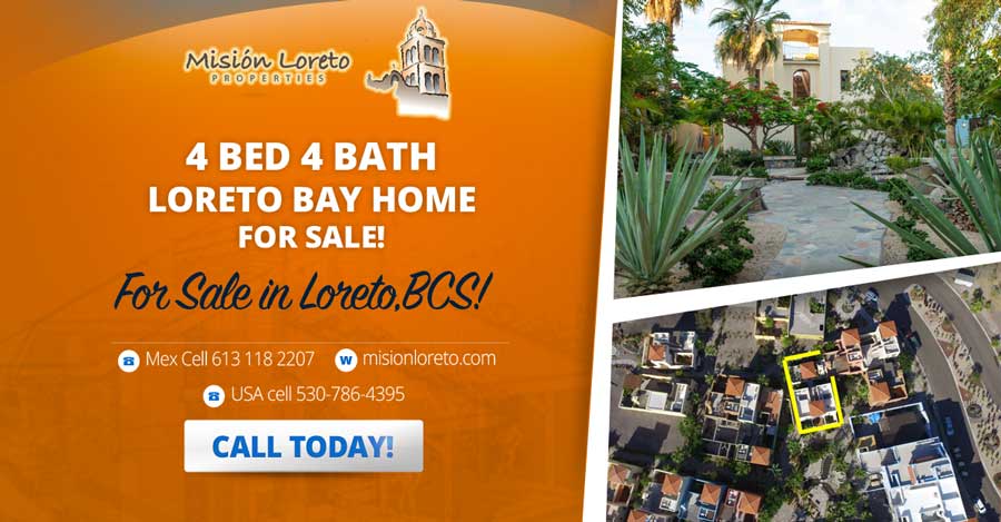Gorgeous Four Bedroom And Four Bath Home For Sale In Loreto Bay Baja Sur