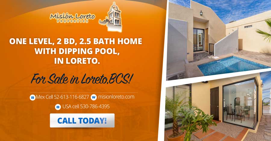 One Level, 2 Bd, 2.5 Bath Home With Dipping Pool, in LORETO.