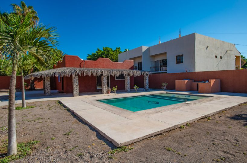 Three bedroom, 1.5 bath home on large lot, with pool, in fantastic area of Loreto. Pool area looking NE Three bedroom, 1.5 bath home on large lot, with pool, in fantastic area of Loreto.