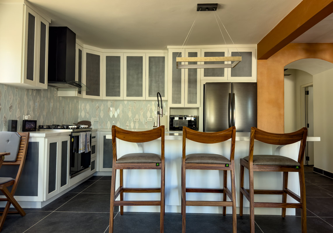 Kitchen with bar stools