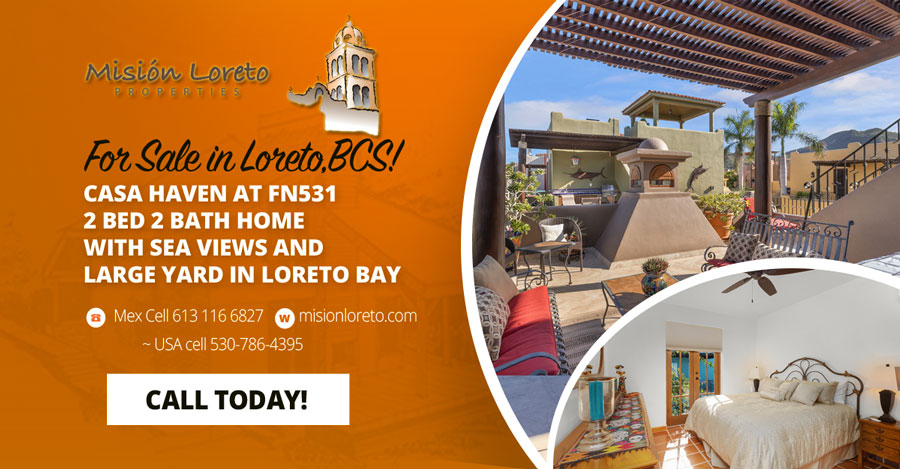 Casa Haven at FN531 2bed 2bath home with sea views and large yard in Loreto Bay FN531 open kitchen Advert